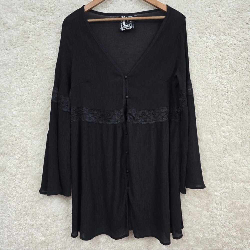 KILLSTAR Carea Dress Womens 3XL Black Mini Flare Sleeves Gothic Witchy READ
